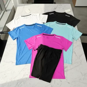 Unisex Running Fitness Set Breathable Round Neck T-shirt Moisture-Wicking Quick Dry Sportswear Soccer Wear