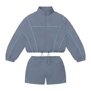 Unisex Windbreaker Nylon Tracksuit Custom Logo Contrast Color Hooded Autumn Style Oversized Mesh Lining Men’s Set