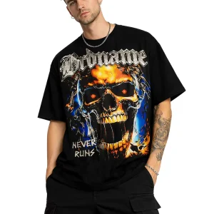 Urban Streetwear 100 Percent Cotton Graphic Men’s T-Shirts Stylish Pattern Print Crew Neck Oversized Fit Casual T-Shirt