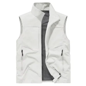 Utility Vest Men’s Lightweight Softshell Fishing Vests Windproof Waterproof Sleeveless Jacket Men’s Waistcoat