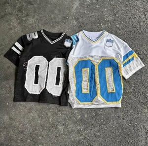V Neck Custom Applique Embroidery High Quality Manufacturer Oversized Patchwork Baseball Print Boxy Mesh T Shirt Sport Jersey