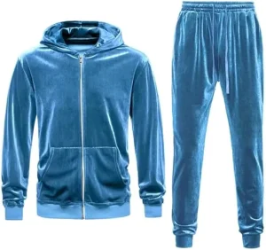 Velvet Tracksuit 2 Piece Set Zipper Sweatshirts Velour Men’s Sports Jacket