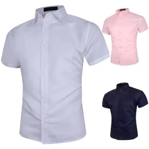Versatile Fashion Men’s Lapel Solid Color Short Sleeve Shirt Men’s Casual Shirt Men’s Shirts