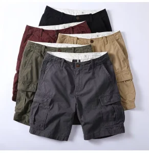 Vintage Cargo Shorts Men High Quality Cotton Custom Slim Fit Casual Bermuda Cargo Shorts