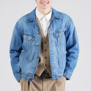 Vintage Denim Button Up Custom Men’s Jeans Jackets Windproof Distressed Wash OEM Service 100% Cotton Custom Logo
