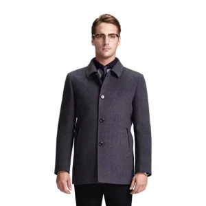 Vintage Design Men’s Plus Size Winter Slim Fit Wool Polyester Blend Coats Jackets