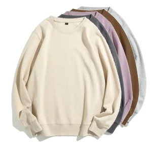 Vintage French Terry Pullover Plain Dyed Blank Print 100% Cotton Men Crew Neck Sweatshirt Men’s Hoodies