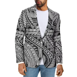 Vintage Polynesian Tribal Design Luxury Men’s Suits Jackets for Spring Autumn Seasons Business Leisure Dad’s Casual Blazer Suit