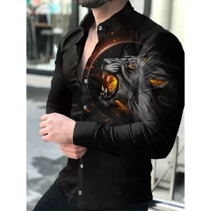 Vintage Retro Style Full Sleeve Men’s Shirt All Over Printed Sublimation Floral Pattern Size 3XL Chemise Pour Homme