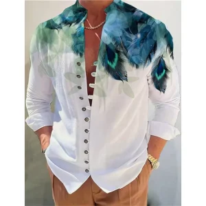 Vintage Shirt Casual Loose Long Sleeve Shirt for Men