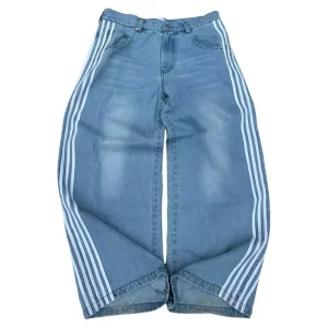 Vintage Striped Street Jeans Men’s Casual Wide Leg Gothic Straight Dragging Pants