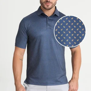 Vintage Style Men’s Golf Polo Shirt Allover Print Performance Jersey Digital Printing Knitted Fabric Pattern Design