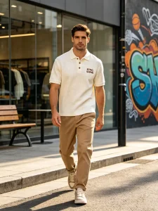 Waffle Men’s Polo Shirts Street Wear Uniform Polo Shirt Vintage Polo Shirts Sports Polo Classic Men Golf Polo Shirts