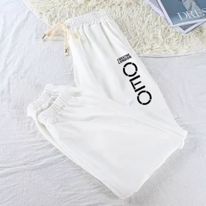 Waffles Trousers Men’s and Women’s Universal Spring and Autumn Mid Waist Wear Resistant Loose Leg Sporty Casual Sports Pants