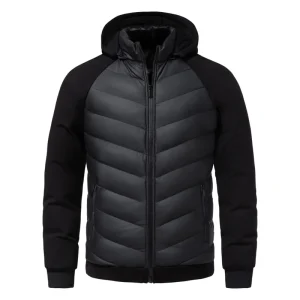 Warm Casual Style Long Hooded Mandarin Collar Zipper Men’s Lightweight Breathable Windproof Down Jacket