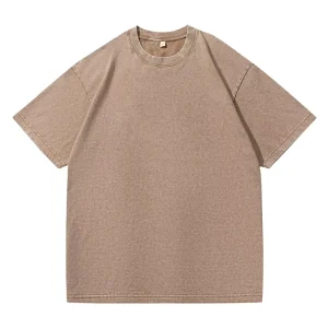 Washed Vintage Cotton Short Sleeve O-Neck Men’s Breathable Moisture Wicking Comfortable Loose Fit T-shirt