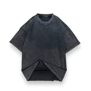 Washed and Distressed Vintage 100% Cotton Men’s T-shirt Oversized Round Neck Dropped Shoulder Short Sleeves Customization