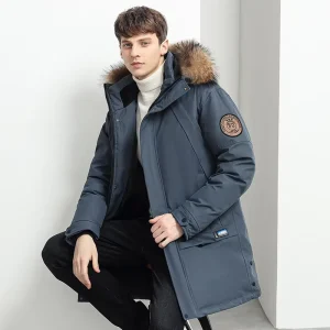 Water Proof Faux Fur Hooded Thick Parka Winter Fashion Warm Coat Men Custom Design Factory