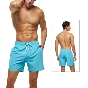 Waterproof Anti Bacterial Features Sporty Custom Drawstring High Waist Men’s Boardshorts Quick Dry Spandex Cotton Swim Trunks