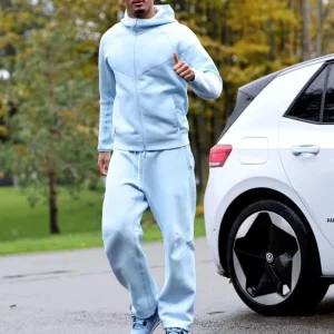 Windrunner Tech Men’s NT Gym Wear Fitness Training Suit Two Piece Zipper Hooded Hoodies with Printed Pattern Tech Fleece