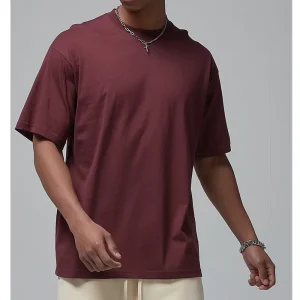 Wine Red Color Loose Men Summer Wear Casual Tee Shirt Drop Shoulder Oversized Men’s T shirts Short Sleeve Custom t Shirt