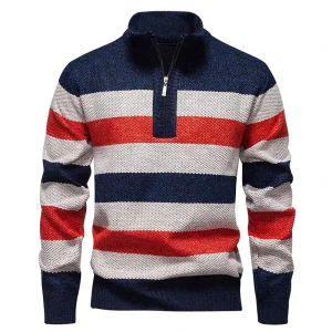 Winter Casual Zipper Mohair Knitted Fashion Men Clothes Knit Sweater High Neck Sweater for Men