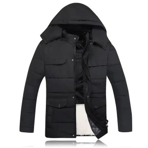 Winter Fleece Men’s Jacket Detachable Hat Thicken Warm Hooded Coat Zipper Overcoat