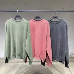 Winter Heavy Cotton Oversize Knitwear Clothes Men’s Plus Size Casual Washed Vintage Knit Sweaters