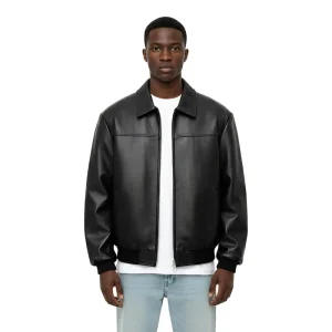 Winter Manufacturer Custom Thick Zip Up PU Faux Leather Baseball Varsity Bomber Jacket for Men