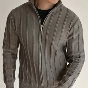 Winter Men’s Cardigan Knitwear with Zipper Closure ODM Supply Anti Pilling & Anti Wrinkle Features