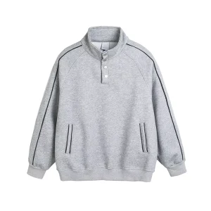 Winter Outdoor Sportswear Men’s Clothes Thick OEM&ODM Buttons High Neck Long Sleeve Men Designer Hoodie Custom Men’s Hoodie