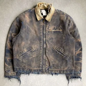 Winter Trucker Workwear Jacket Distressed Twill Duck Canvas Vintage Men’s Jacket