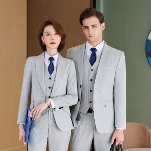 Women’s Formal Office Work Wear Suit Set 2 Piece Regular Fit Blazer and Pants with Button Decoration Business Suit for Ladies