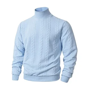 Women’s Knitwear Solid Color Jacquard Turtleneck Warm Thick Sweater European Size