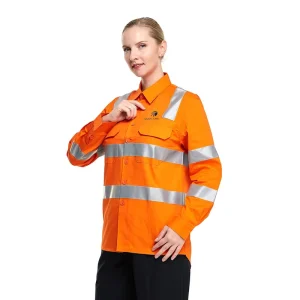 Women’s and Men’s Safety Working Uniform Shirt Long Sleeve Hi Vis Reflective Construction Shirt Custom Logo