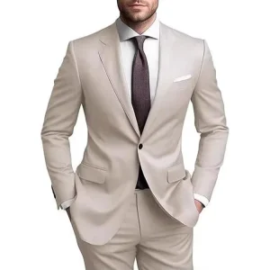 Wool Clothing Half Canvas Men’s Formal Suits Grey Two Buttons Bespoke Blazer
