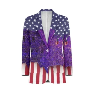 World Map Print Men’s Casual Blazer Custom Pacific Islands Map Pattern Single Breasted Suit Men’s Jacket