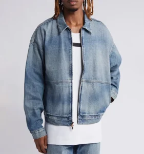 XJYD Men’s Hip Hop Winter Regular Fit Washed Denim Jean Jackets Custom Motorcycle Oversized