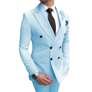 Xxs-7XL Men’s Suit Two-pieces Blue Long Sleeve Lapel Blazer With Trousers Sets for Male Fashion Classic Suit Jackets Pant Outfit