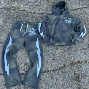 Y2K Vintage Custom Men’s Cotton Terry Boxy Fit Zip Hoodie Distressed Embroidered Printed Sun Dyed Washed Hip Hop Drop Autumn