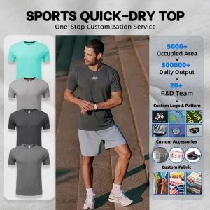 YING LANG Custom logo Men’s T shirt Sportswear O Neck Collar Breathable Quick Dry Solid Pattern