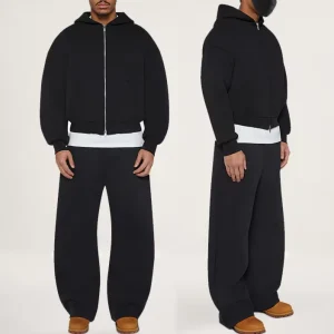 YITE Custom Unisex Sweatsuits Oversized Drop Shoulder Jogger Tracksuit for Men Boxy Cropped Zip up Hoodie and Sweatpants Set