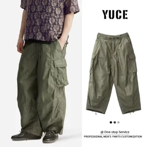 YUCE Breathable Oversized Outdoor Running Wide Leg Pants Custom Logo Design Parachute Pants Men’s Utility Cargo Trousers