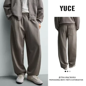 YUCE Men’s Sweatpants Heavyweight French Terry Cotton Pants Wide Leg Baggy Elastic Waist Joggers Casual Trousers