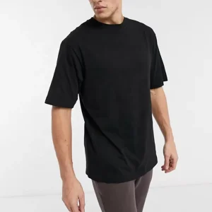 Yanlu Clothing 100% Cotton Knitted Print Shortsleeve Black Hip Hop Custom Mens Tshirt Blanks