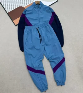 Zip up Casual Jogger 2 Piece Sets Tracksuit Women Men’s Spring Autumn Color Blocked Tracksuit for Couples