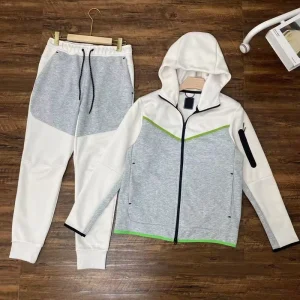Zipper Technology Fleece Lined Hoodie Plus Size Set Fashion Printed Men’s Sportswear