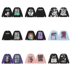 a AWFUL LOT of COUGH SYRUP Heavyweight Men’s Clothing Retro Loose Graffiti Printed Streetwear Cotton Sweatshirts Hoodie